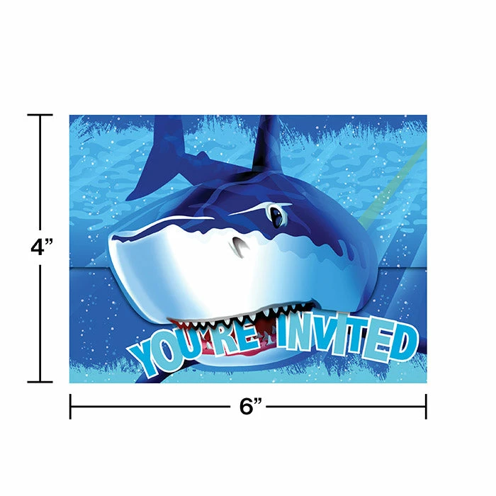 Creative Converting Shark Splash Invitation, Gatefold, 8 Ct