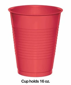 Creative Converting Coral Plastic Cups, 20 Ct Solid Color Tableware