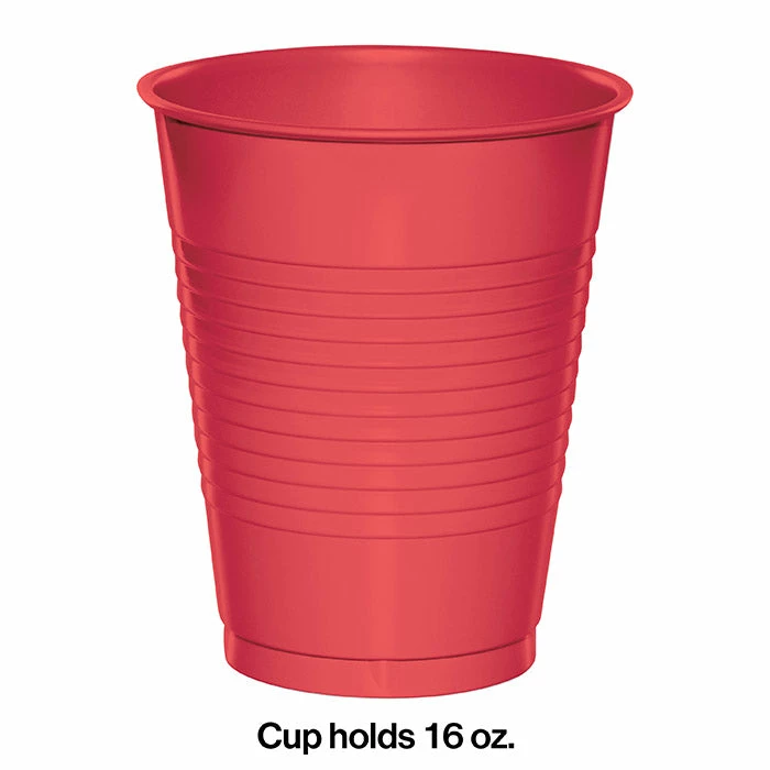 Creative Converting Coral Plastic Cups, 20 Ct Solid Color Tableware