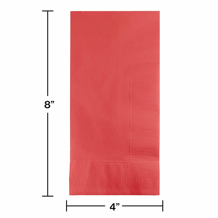 Creative Converting Coral Dinner Napkins 2Ply 1/8Fld, 50 Ct