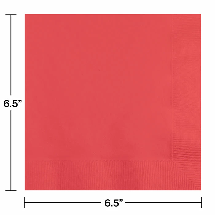 Creative Converting Coral Luncheon Napkin 2Ply, 50 Ct Solid Color Tableware