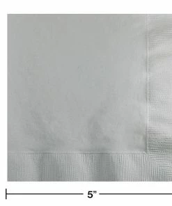 Creative Converting Solid Color Tableware Shimmering Silver Beverage Napkin, 3 Ply, 50 Ct