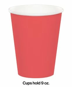 Creative Converting Solid Color Tableware Coral Hot/Cold Paper Cups 9 Oz., 24 Ct