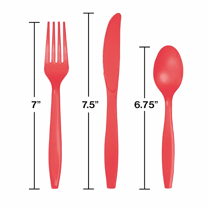 Creative Converting Coral Assorted Plastic Cutlery, 24 Ct