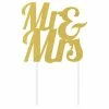 Creative Converting Gold Glitter Mr & Mrs Cake Topper
