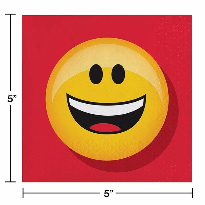 Creative Converting Kids Birthday Party Themes Show Your Emojions Beverage Napkins, 16 Ct