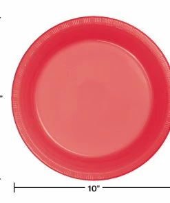 Creative Converting Solid Color Tableware Coral Plastic Banquet Plates, 20 Ct