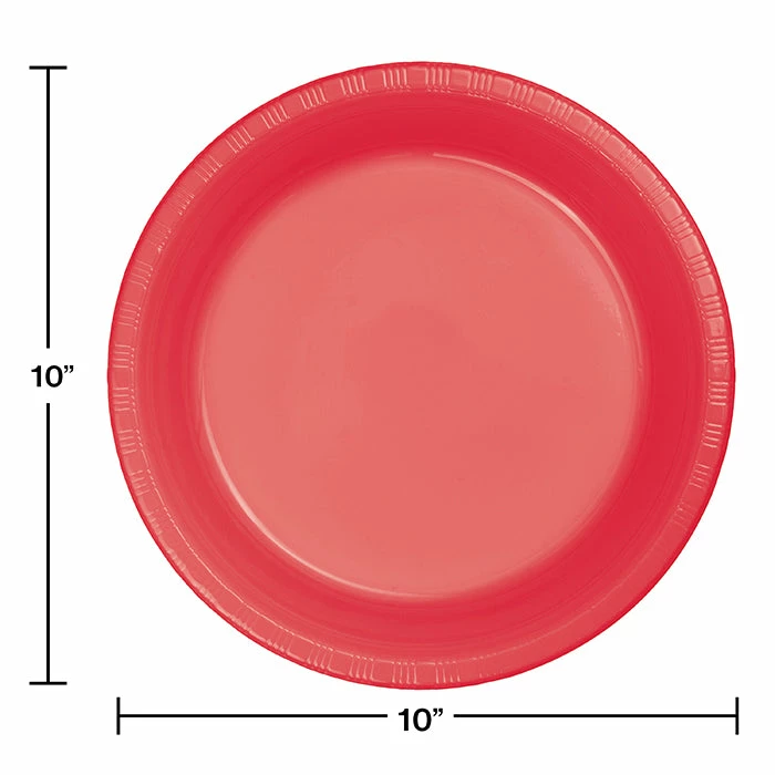 Creative Converting Solid Color Tableware Coral Plastic Banquet Plates, 20 Ct