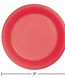 Creative Converting Solid Color Tableware Coral Plastic Dessert Plates, 20 Ct