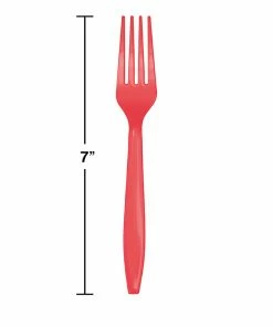 Creative Converting Coral Plastic Forks, 24 Ct Solid Color Tableware