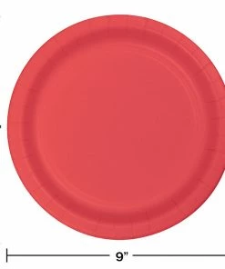 Creative Converting Coral Paper Plates, 24 Ct Solid Color Tableware