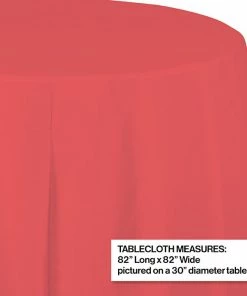 Creative Converting Solid Color Tableware Coral Tablecover, Octy Round 82