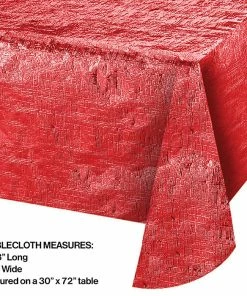 Creative Converting Solid Color Tableware Metallic Red Table Cover, 54" X 108"