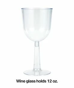 Creative Converting Clear Plastic Wine Glasses 12 Oz, 4 Ct Solid Color Tableware