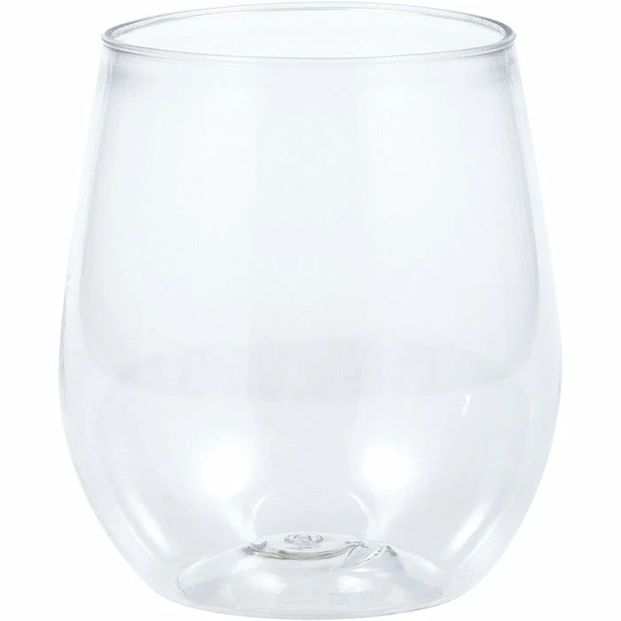 Creative Converting Clear Plastic Stemless Wine Glasses 14 Oz, 4 Ct Solid Color Tableware