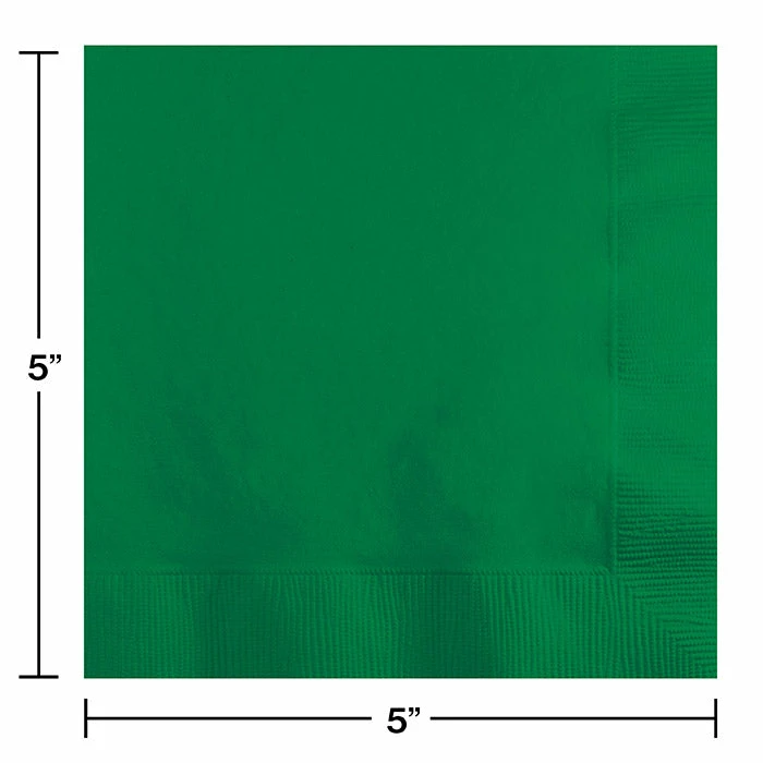 Creative Converting Emerald Green Beverage Napkin, 3 Ply, 50 Ct Solid Color Tableware