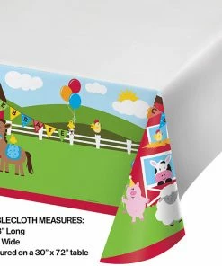 Creative Converting Farmhouse Fun Tablecover Plastic 54" X 108" Kids Birthday Party Themes