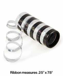 Creative Converting New Year's Eve Party Supplies Silver & Black Holographic Serpentine Streamer