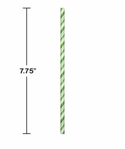 Creative Converting Fresh Lime Green Striped Paper Straws, 24 Ct