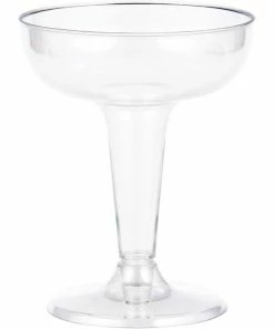 Creative Converting Solid Color Tableware Clear Plastic Champagne Coupe, 4 Oz, 6 Ct