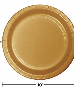 Creative Converting Solid Color Tableware Glittering Gold Banquet Plates, 24 Ct