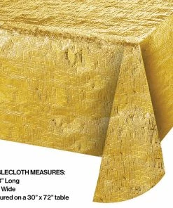 Creative Converting Solid Color Tableware Metallic Gold Table Cover, 54" X 108"
