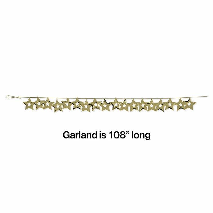 Creative Converting General Decorations Gold Stars Foil Garland, 9 Ft.