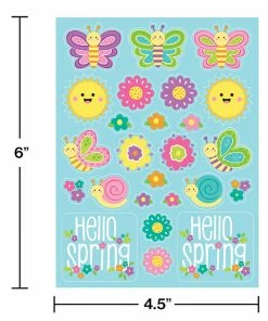 Creative Converting Easter Party Supplies Hello Spring Stickers, 4 Ct