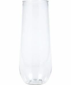 Creative Converting Solid Color Tableware Clear Plastic Champagne Flutes, 9 Oz, 4 Ct