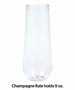 Creative Converting Solid Color Tableware Clear Plastic Champagne Flutes, 9 Oz, 4 Ct