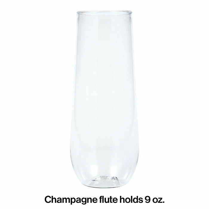 Creative Converting Solid Color Tableware Clear Plastic Champagne Flutes, 9 Oz, 4 Ct