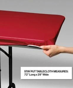 Creative Converting Stay Put Tablecover Red, 29" X 72"
