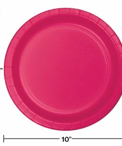 Creative Converting Solid Color Tableware Hot Magenta Pink Banquet Plates, 24 Ct