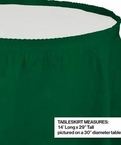 Creative Converting Hunter Green Plastic Tableskirt, 14' X 29" Solid Color Tableware