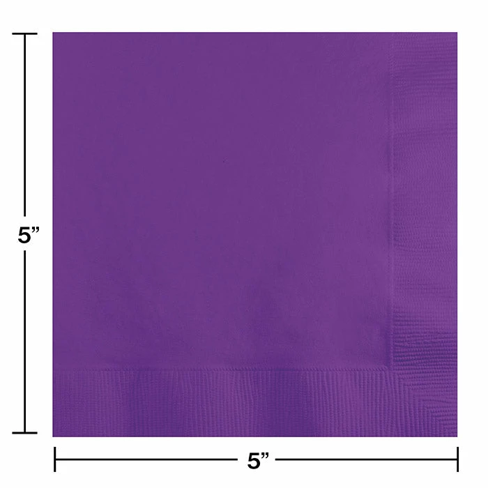Creative Converting Solid Color Tableware Amethyst Beverage Napkin 2Ply, 50 Ct