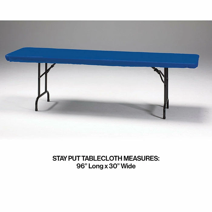 Creative Converting Stay Put Tablecover Royal Blue, 30" X 96"