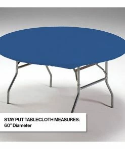 Creative Converting Solid Color Tableware Stay Put Tablecover Royal Blue, 60"