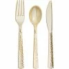 Creative Converting Assorted Cutlery, Gold Hammered, 24 Ct Solid Color Tableware