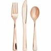 Creative Converting Solid Color Tableware Assorted Cutlery, Metallic Rosegold, 24 Ct