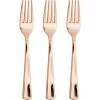 Creative Converting Solid Color Tableware Forks Only, Metallic Rosegold, 24 Ct