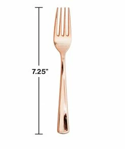 Creative Converting Solid Color Tableware Forks Only, Metallic Rosegold, 24 Ct