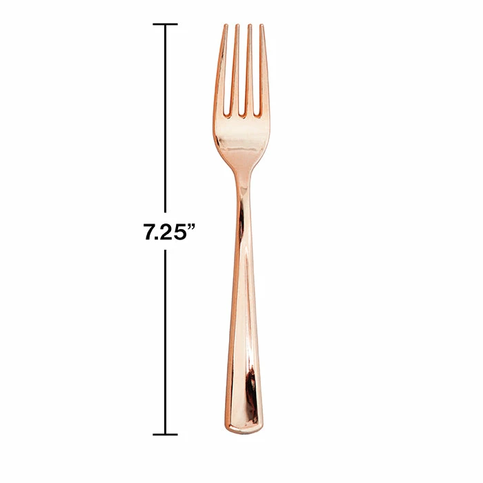 Creative Converting Solid Color Tableware Forks Only, Metallic Rosegold, 24 Ct