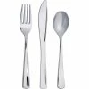 Creative Converting Solid Color Tableware Assorted Cutlery, Metallic Silver, 24 Ct