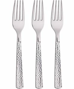 Creative Converting Forks Only, Silver Hammered, 24 Ct
