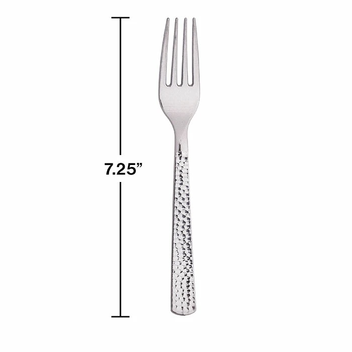 Creative Converting Forks Only, Silver Hammered, 24 Ct