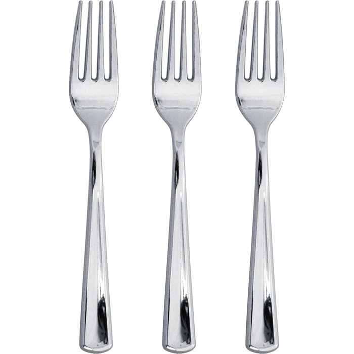 Creative Converting Forks Only, Metallic Silver, 24 Ct