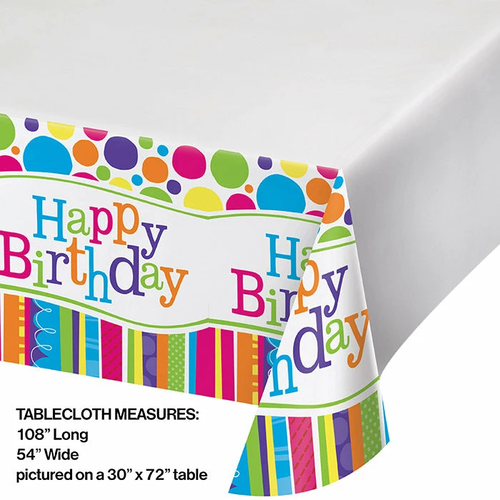 Creative Converting Adult Birthday Party Themes Bright And Bold Tablecover Plastic 54" X 108"