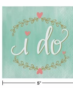 Creative Converting Bridal And Wedding Mint To Be Beverage Napkins, I Do, 16 Ct