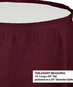 Creative Converting Burgundy Plastic Tableskirt, 14' X 29"