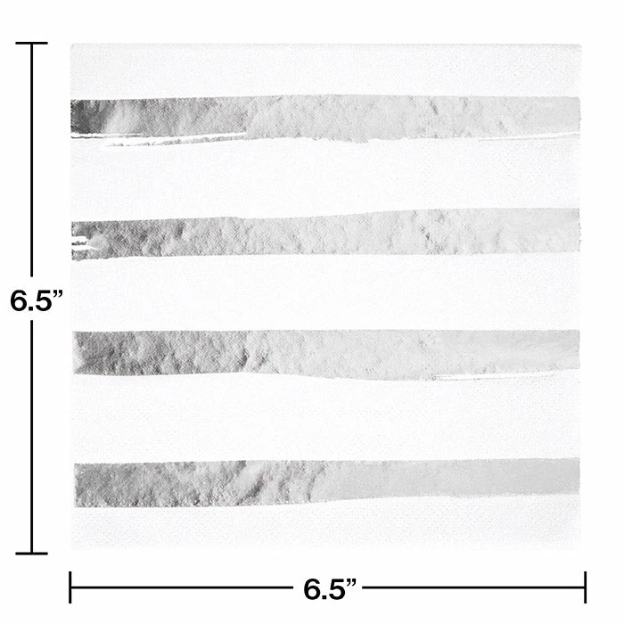 Creative Converting Toc White Silver Foil Luncheon Napkin 3Ply, Foil Stamp Silver, 16 Ct